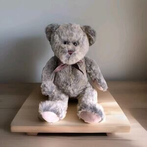 Hug Fun 20" Plush Teddy Bear W/ Brown Striped Bow Stuffed Animal Toy Very Soft